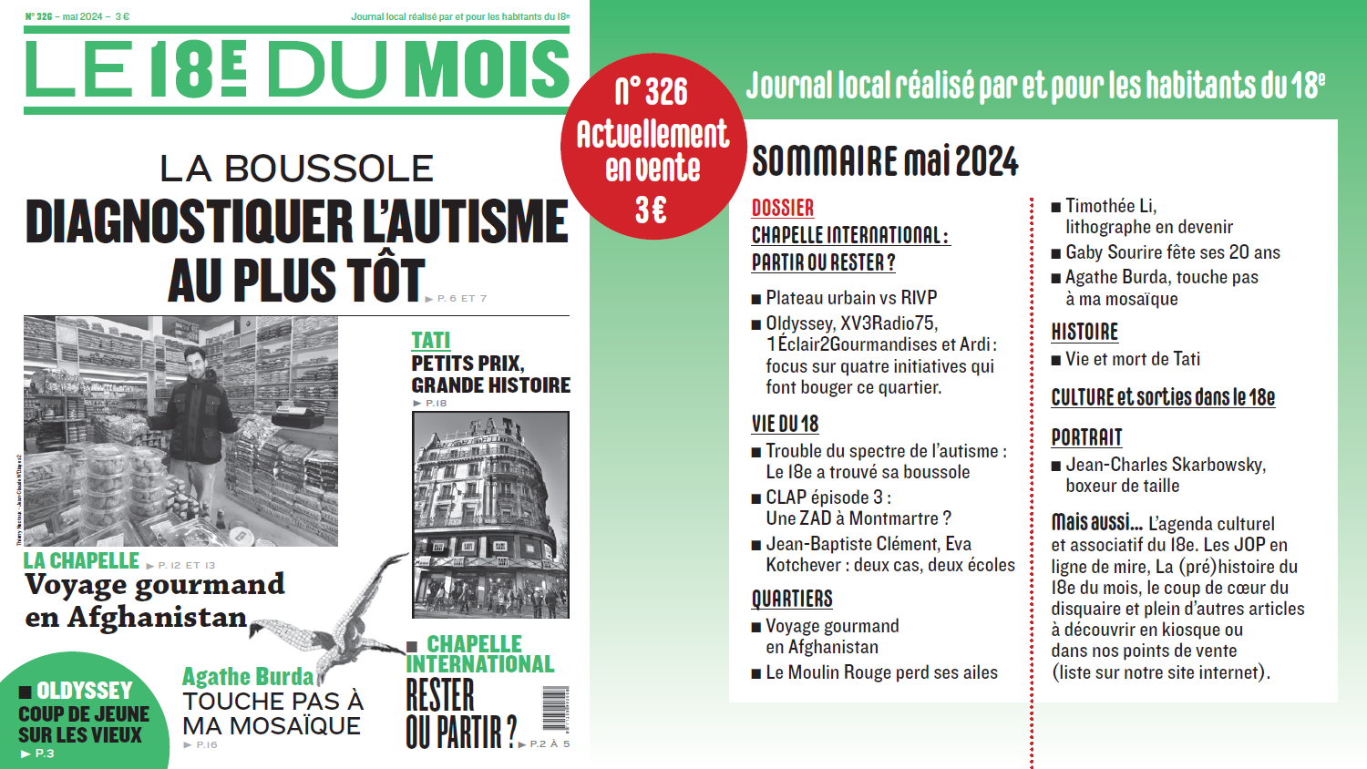 A la Une du journal Le 18e du Mois : Numéro 326 – Mai 2024