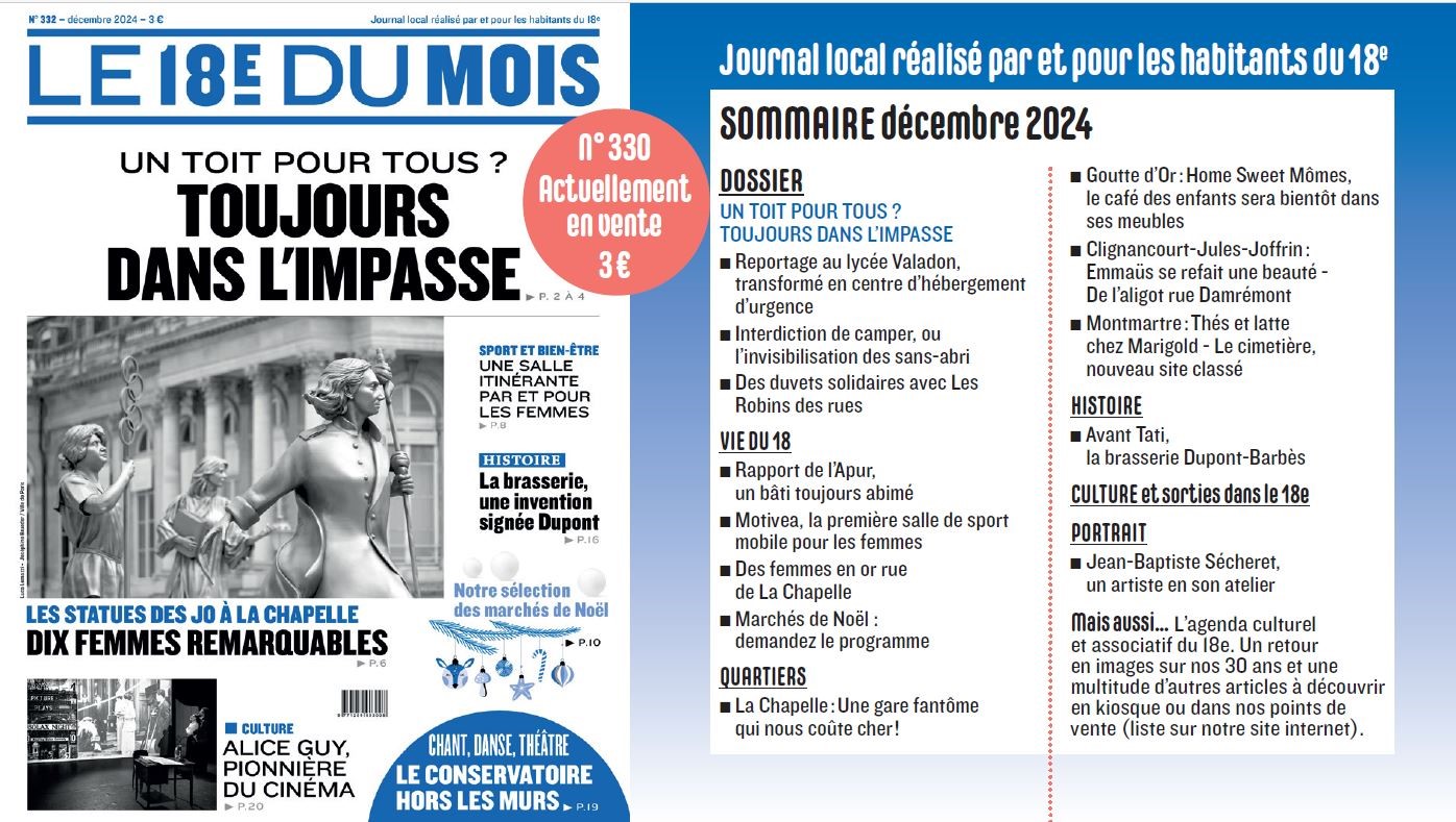 A la Une du journal Le 18e du Mois : Numéro 332 – Décembre