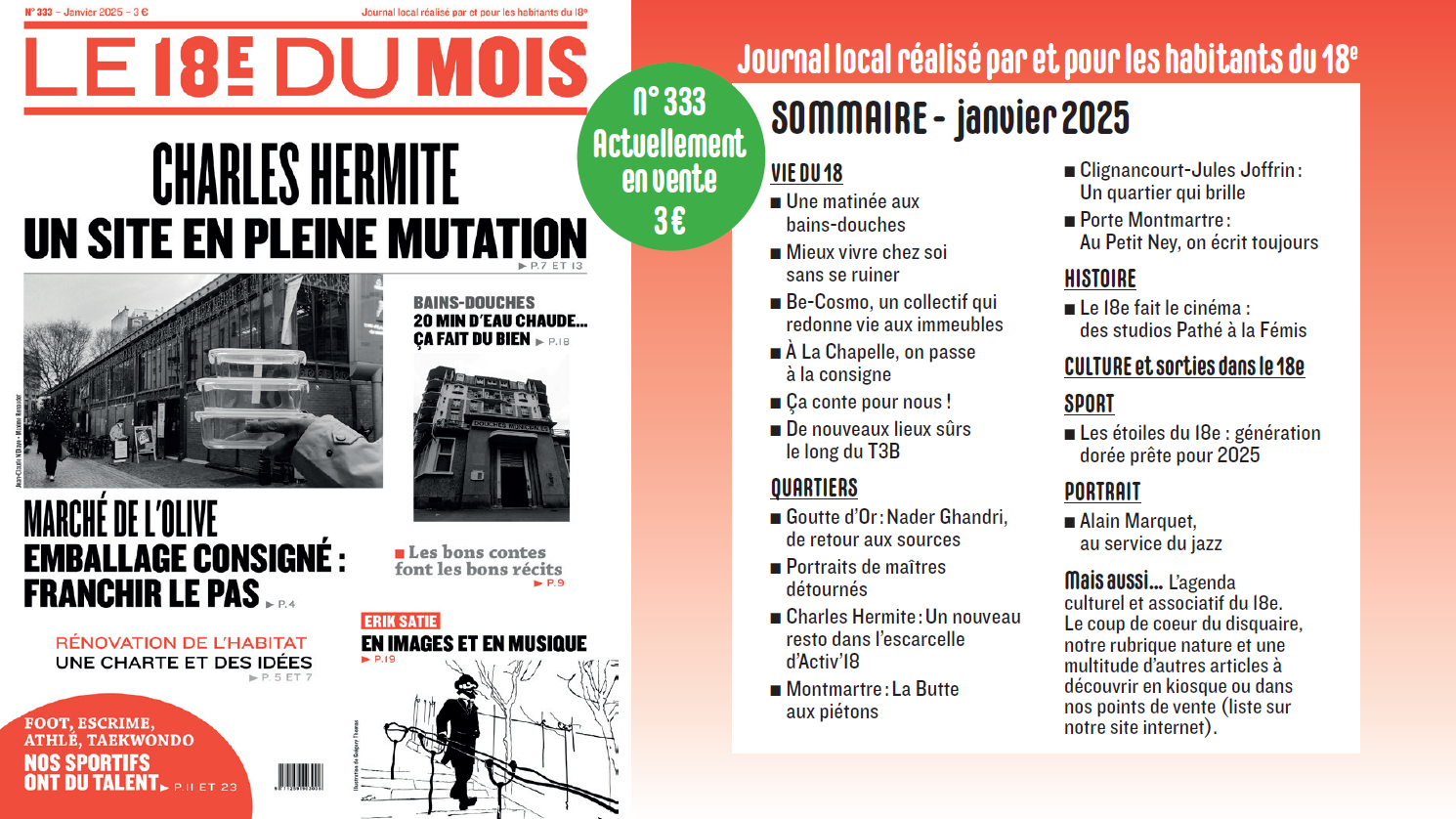 A la Une du journal Le 18e du Mois : Numéro 333 – Janvier