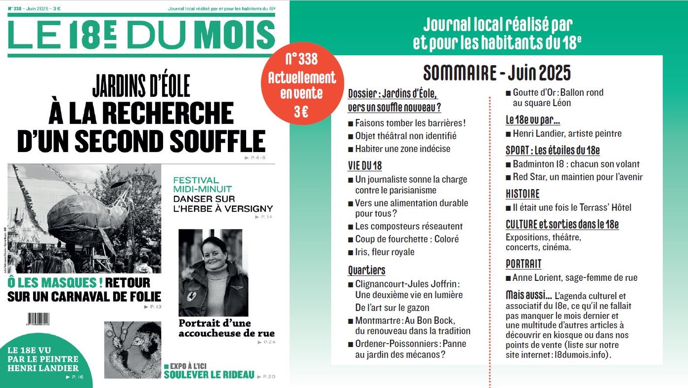 A la Une du journal Le 18e du Mois : Numéro 338 – Juin 2025