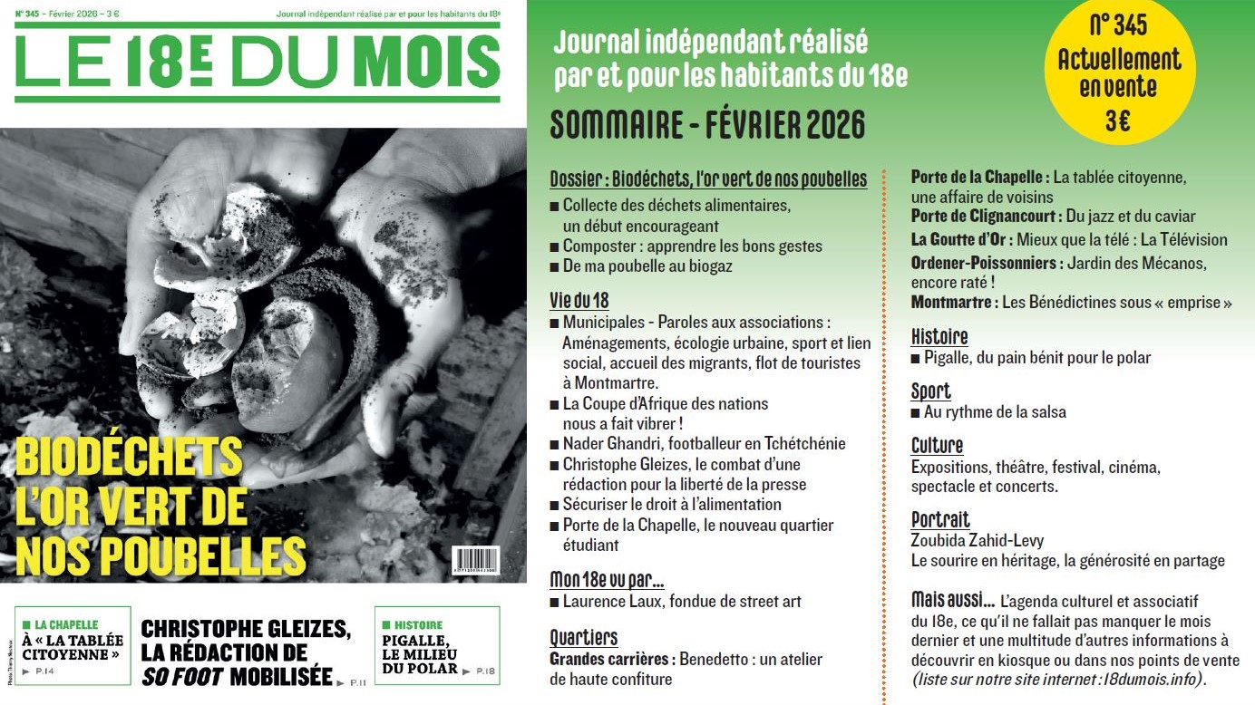 A la Une du journal Le 18e du Mois : Numéro 345 – Février 2026