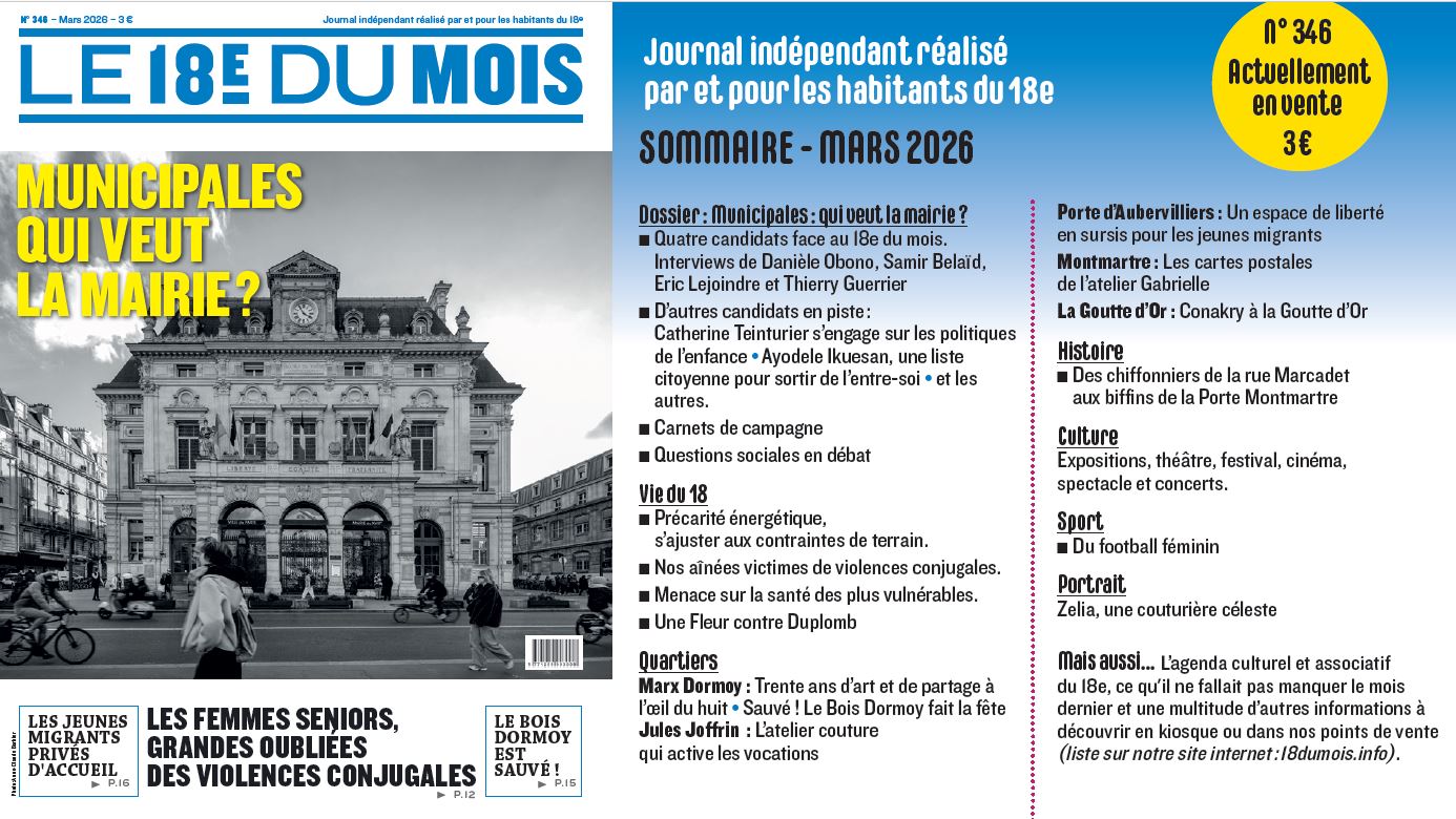 A la Une du journal Le 18e du Mois : Numéro 346 – Mars 2026