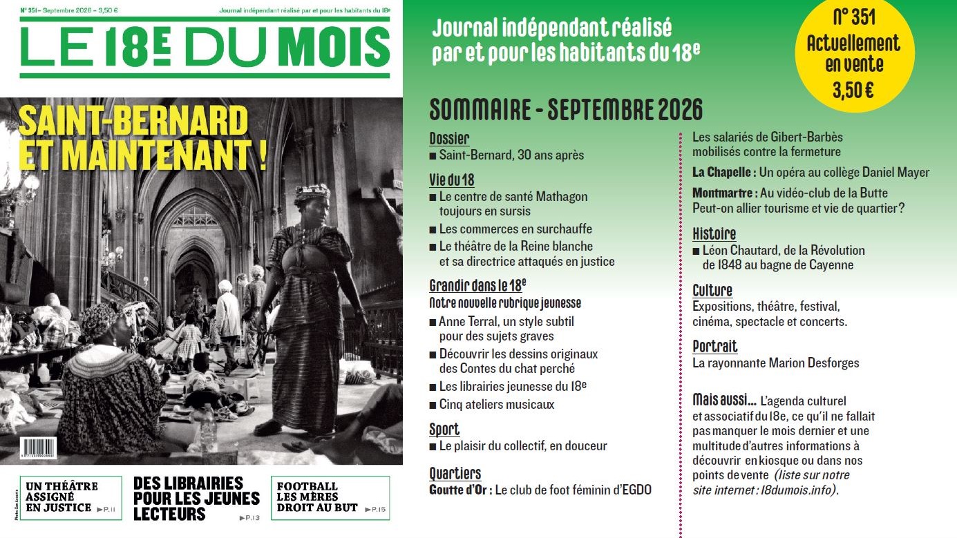 A la Une du journal Le 18e du Mois : Numéro 351 – Septembre 2026