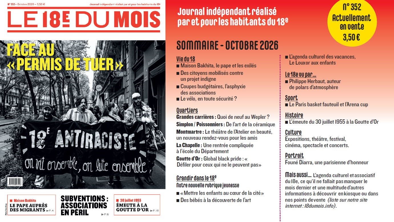 A la Une du journal Le 18e du Mois : Numéro 352 – Octobre 2026